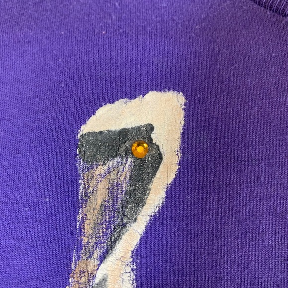 Vintage Sunbelt USA Tee Pelican Marsh Scene Rhinestone Art Purple Large Florida - Picture 2 of 8